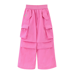 女童工装裤春夏装2026新款儿童户外防蚊速干裤大童多巴胺伞兵裤子