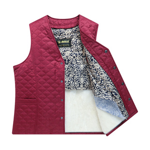 羊毛马甲皮毛一体女妈妈装冬季加厚棉坎肩真皮背心奶奶中老年马夹