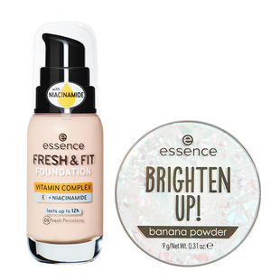 【官方正品】艾森丝essence初生粉底液轻透持妆香蕉粉饼40/50组合