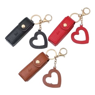 皮质口红收纳包随身便携带小镜子钥匙扣迷你包钥匙扣挂件礼物定制