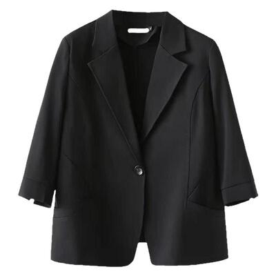 天丝亚麻夏季薄款七分袖西装外套