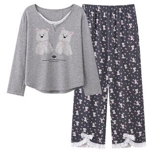 卡通可爱100%纯棉睡衣女款春秋季长袖2026新款全棉少女套装家居服