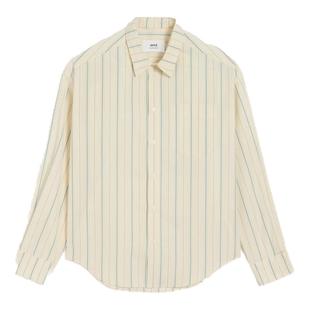 【季末甄选】Ami Paris 男女同款条纹棉府绸箱型衬衫 棉质上衣