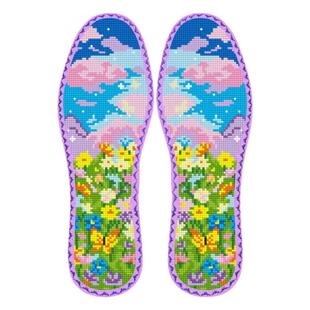 12ct小格子七层纯棉布十字绣鞋垫带花边精准印花买五送一自己绣