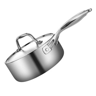 顺发正品豪门单柄汤锅18cm三层钢汤奶锅物理304不锈钢环保无涂层