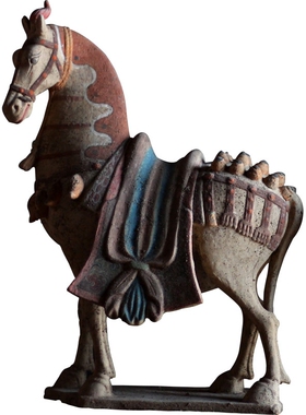 仿古陶器北魏画彩陶马中式摆件