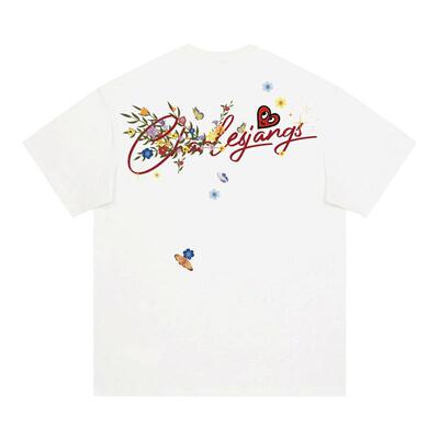 查尔斯桃心手写字母花卉短袖T恤