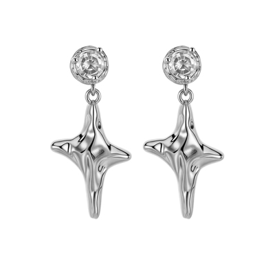 闪钻星芒耳钉女士2025新款爆款高级感独特漂亮耳环银色小众设计感