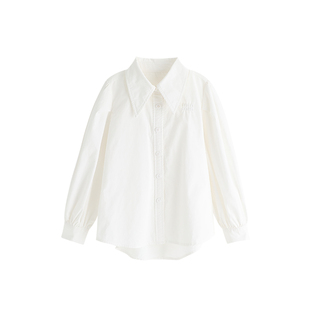 布丁哈鲁童装春装女童春款2026新款儿童长袖洋气白衬衫纯棉上衣