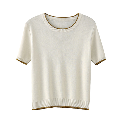 冰丝短袖t恤女修身气质短款上衣