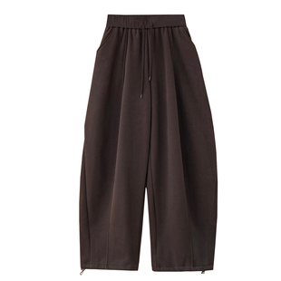 宽松大裤腿加绒气球裤子女冬季加厚保暖抽绳阔腿两穿束脚香蕉卫裤