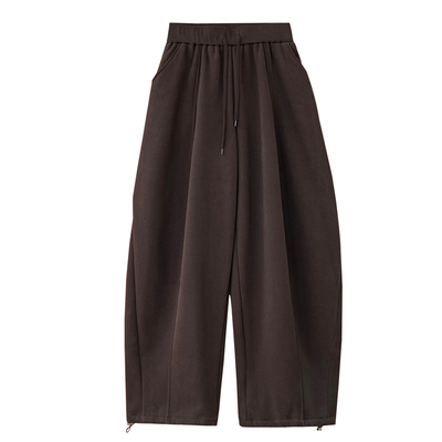 宽松大裤腿加绒气球裤子女冬季加厚保暖抽绳阔腿两穿束脚香蕉卫裤