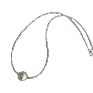 西大班 碎银子施家珍珠项链轻奢小众设计感锁骨链爆闪925纯银颈链