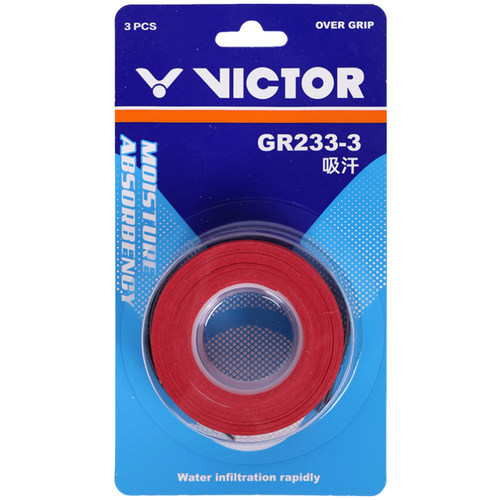 victor胜利羽毛球手胶光面GR233/262吸汗防滑握把胶带孔印花手胶