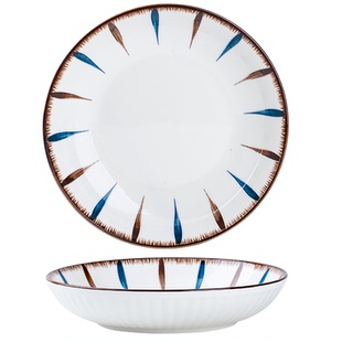 日式盘子菜盘家用2025新款陶瓷深盘创意高颜值餐盘套装釉下彩餐具