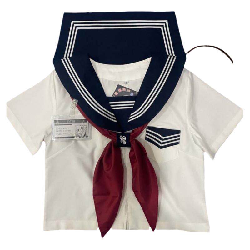 水手服jk制服裙原创正版白三本基础款日系学院风夏季短裙藏青套装