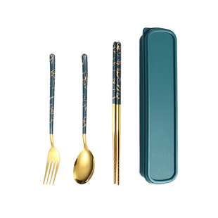 定制logo不锈钢筷子勺子叉子三件套便携餐具套装刻字一人一筷学生