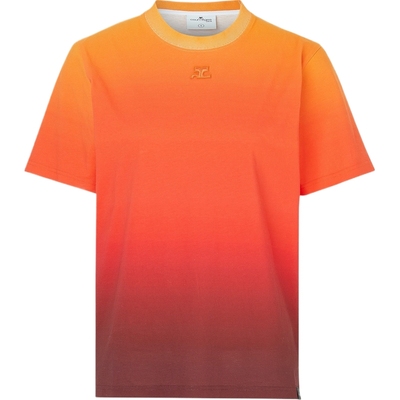 【折扣】COURREGES 春夏女多巴胺贴花渐变色棉质T恤