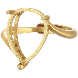 水滴形戒指空托材料时尚戒指托DIY镶嵌翡翠水晶玉石指环空托配件