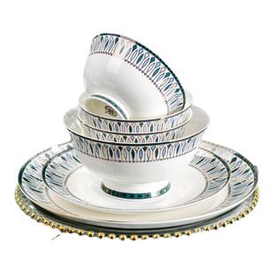 25新款轻奢骨瓷餐具单个饭碗自由组合家用陶瓷菜盘法式高级感碟子