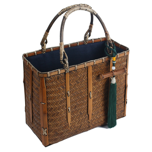 竹编手提包复古女包度假手提篮子竹编制品竹制工艺品手工竹编包包