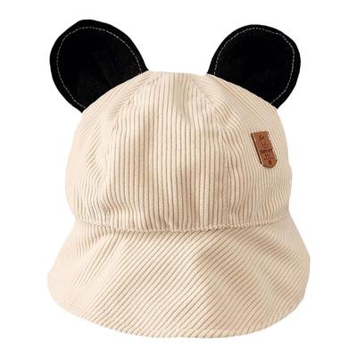 韩国灯芯绒渔夫帽大帽檐小熊耳朵