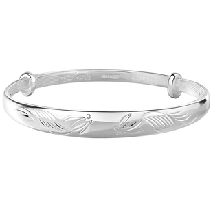 鱼银手镯妈妈款女9999纯银实心新款银镯子生日新年本命年女士礼物