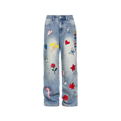 KZDALL多巴胺刺绣牛仔裤