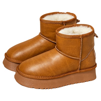 snowelf冬季厚底内增高雪地靴