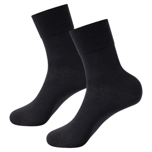 schiesser舒雅男士袜子中厚吸汗透气宽口中筒商务棉袜黑色四季袜