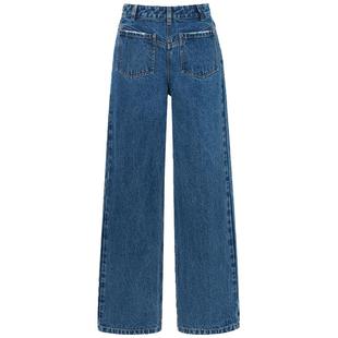 CALVINLUO 24新品 反穿侧拉链牛仔裤长裤  蓝色/黑色