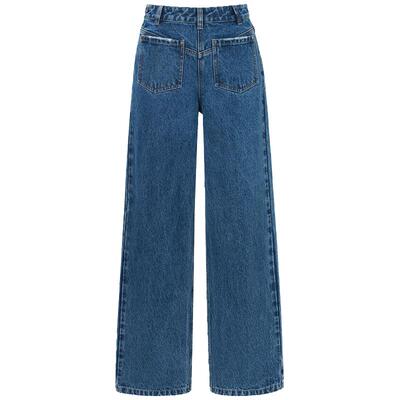 CALVINLUO 新品 反穿侧拉链牛仔裤长裤  蓝色/黑色