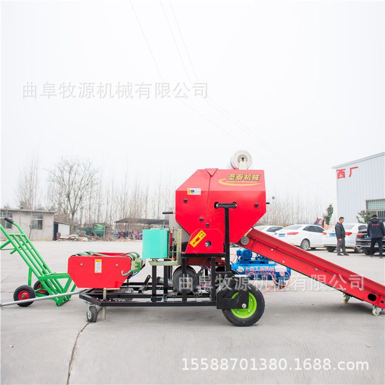 青储饲料秸秆打包机 全自动打捆包膜一体机 自动夹膜断膜可注油款