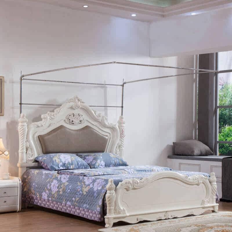 蚊帐支架不锈钢伸缩杆加固加粗加厚压脚加长（单支架）1.5米1.8