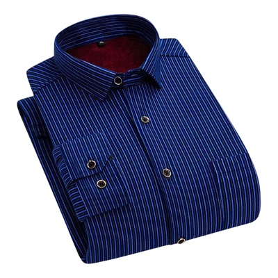 冬季长袖加绒加厚格子保暖爸爸装