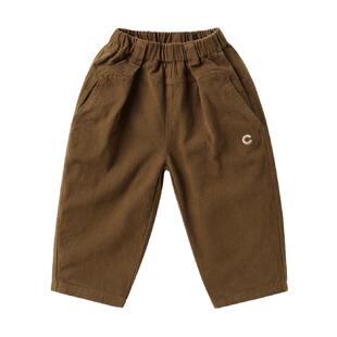 右欧男童裤子女童休闲裤纯色洋气儿童春秋季新款童装百搭基础长裤