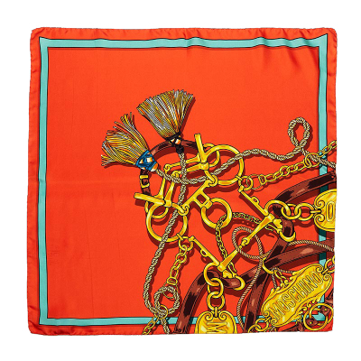 MOSCHINO/莫斯奇诺 女士链条图案桑蚕丝方巾丝巾银泰300217