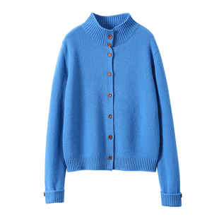 淘么淘 多元化穿搭 软糯绵羊毛宽松高领/翻领针织开衫外套女新款