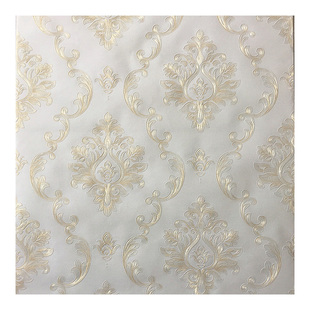 轻奢高级感3D加厚浮雕欧式大马士革壁纸客厅卧室别墅背景墙墙纸