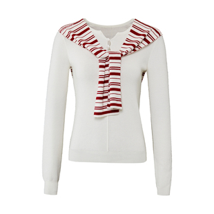 SMIIILE慵懒风亨利领毛针织衫上衣女假两件披肩叠穿毛衣修身显瘦