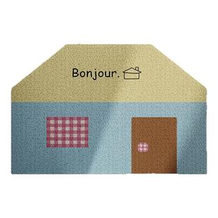 法式复古风小屋入户地垫丝圈防滑耐脏门口门外进门脚垫可自由裁剪