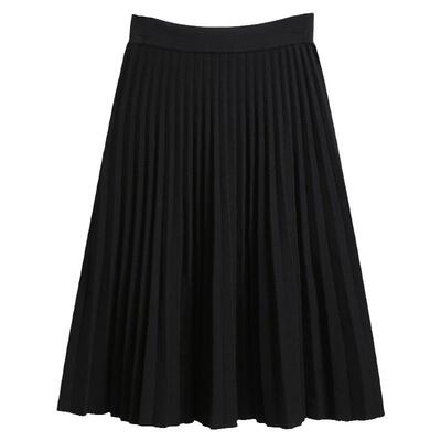 婉章中长款百褶裙显瘦a字半身裙