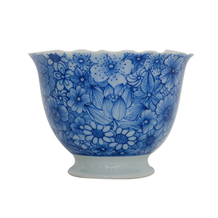 小谦山房青花万花主人杯景德镇手绘陶瓷精致茶杯家用个人专用茶具