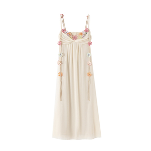 三亚海边度假吊带沙滩裙白色仙女拍照海岛绝美海滩连衣裙长裙旅游