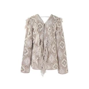 【新款】Cello Sonata 25秋 法式复古针织毛衣荡领流苏提花上衣女