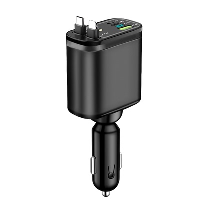 车载充电器自带伸缩线超级快充四合一120w汽车点烟器适用华为苹果