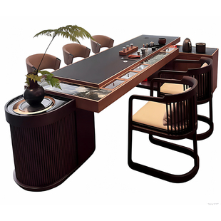 新中式茶桌2026新款高端北美黑胡桃木轻奢客厅家用实木泡茶桌茶台