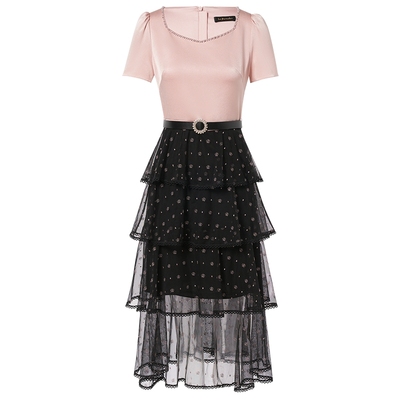 【进口三醋酸】La Koradior拉珂蒂2025夏季层叠蛋糕裙连衣裙