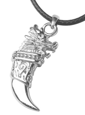925银男士创意狼牙龙头刀项链