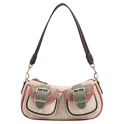 香港专柜高级感经典印花单肩法棍腋下包2026春夏新款撞色机车包包